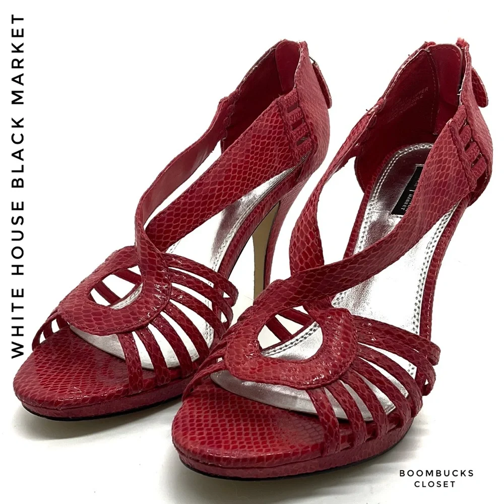 White House Black Market Coral Snake Skin Scrappy Peep Toe Pump